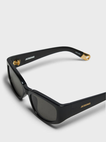 Jacquemus Eyewear - Gala Sunglasses in Black, Yellow Gold and Grey