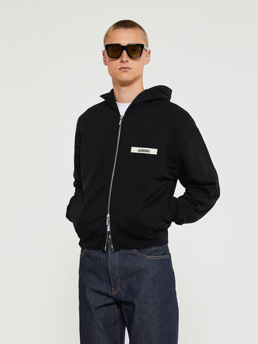 Jacquemus - Le Hoodie Zip Gros Grain in Black