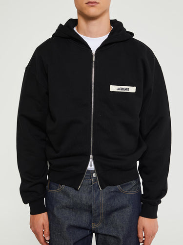 Jacquemus - Le Hoodie Zip Gros Grain in Black