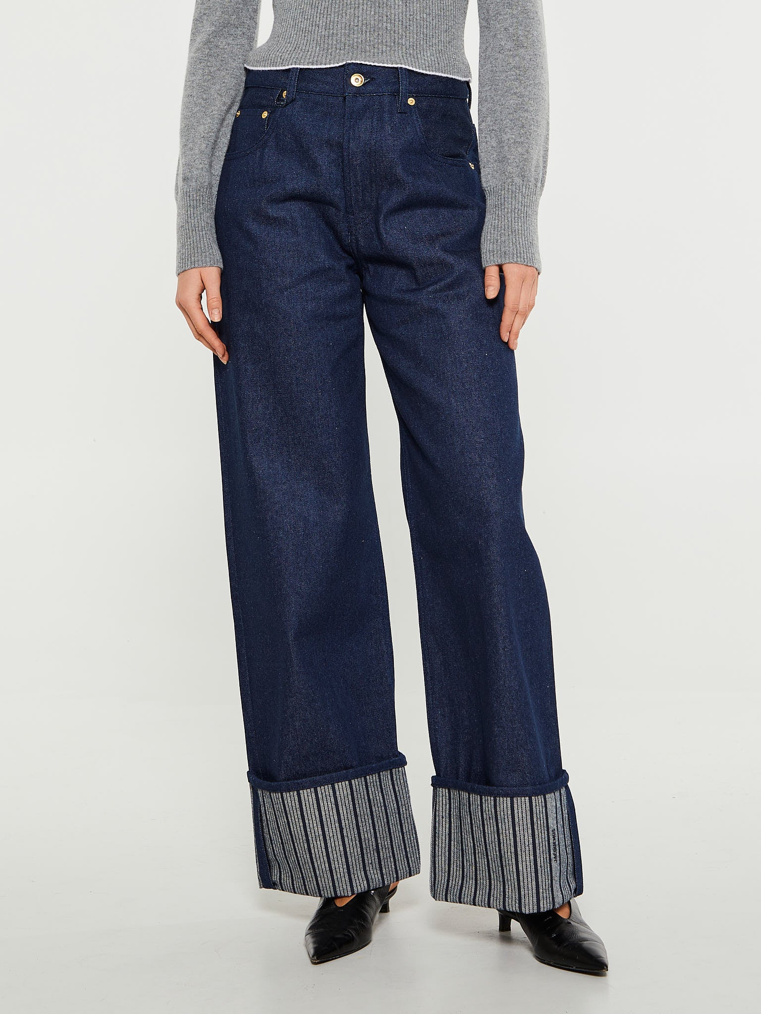 Jacquemus - Le De-Nîmes Large Jeans in Navy/Navy Stripe