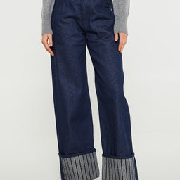 Jacquemus - Le De-Nîmes Large Jeans in Navy/Navy Stripe