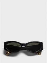 Jacquemus Eyewear - Ovalo Sunglasses in Black, Yellow Gold and Grey