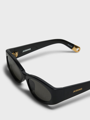 Jacquemus Eyewear - Ovalo Sunglasses in Black, Yellow Gold and Grey