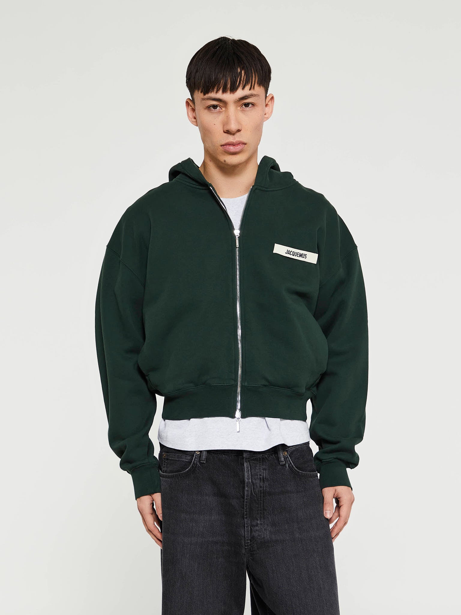 Jacquemus - Le Hoodie Zip Gros Grain in Dark Green