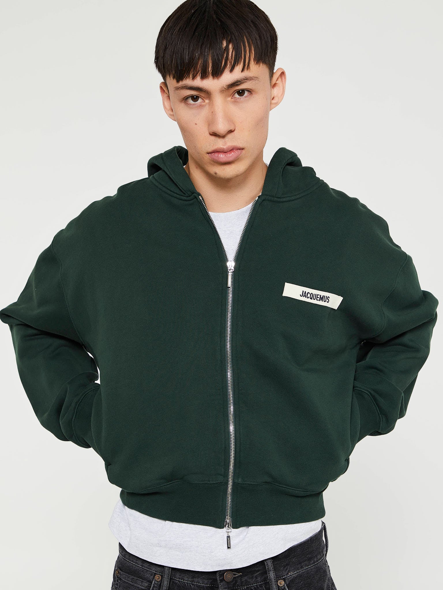 Jacquemus - Le Hoodie Zip Gros Grain in Dark Green