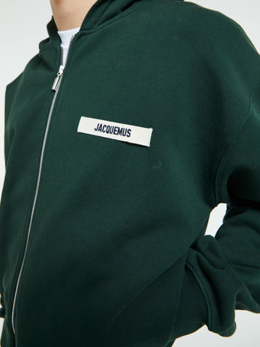 Jacquemus - Le Hoodie Zip Gros Grain in Dark Green 2