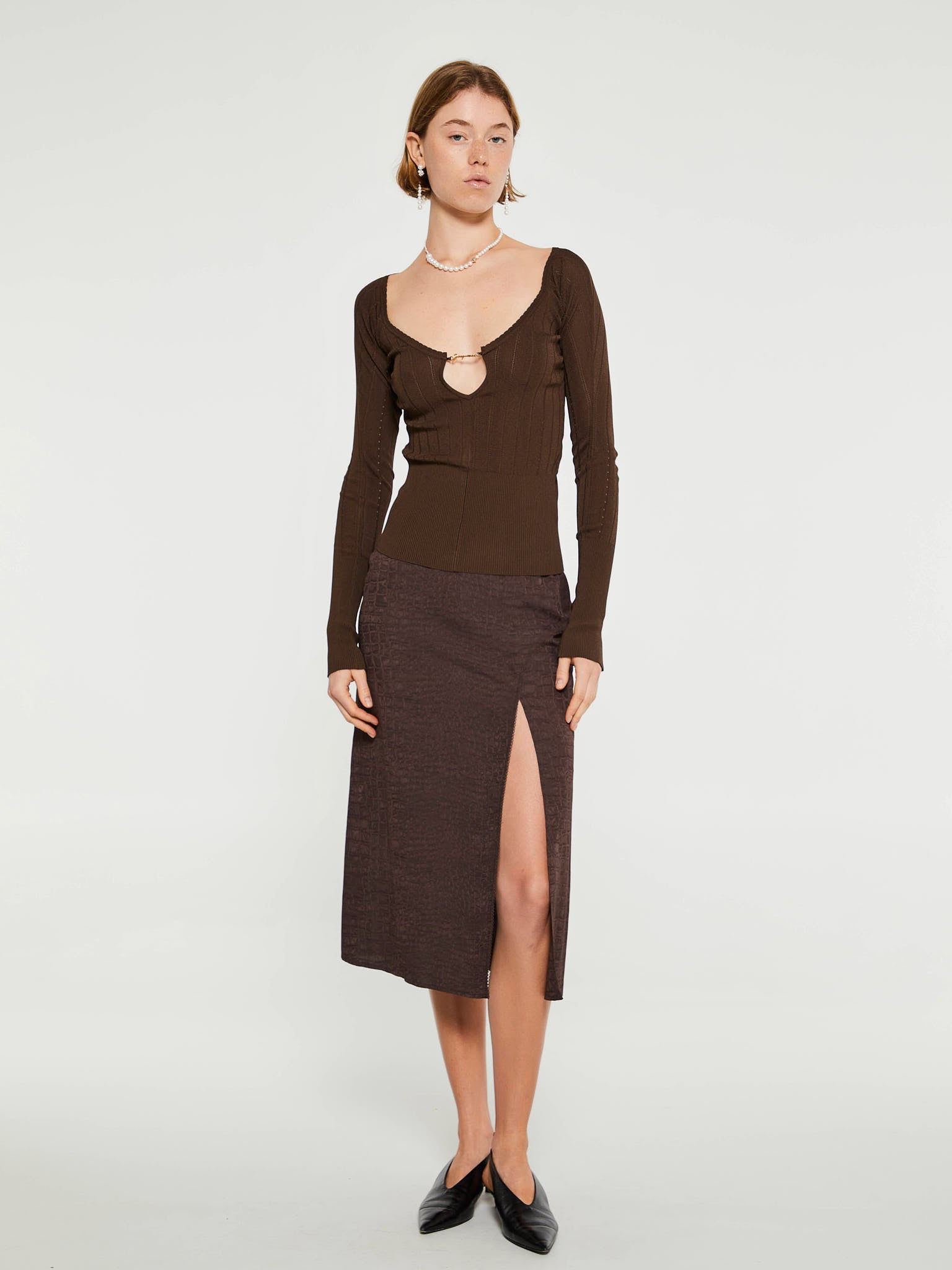 La Jupe Notte Skirt in Croco Brown