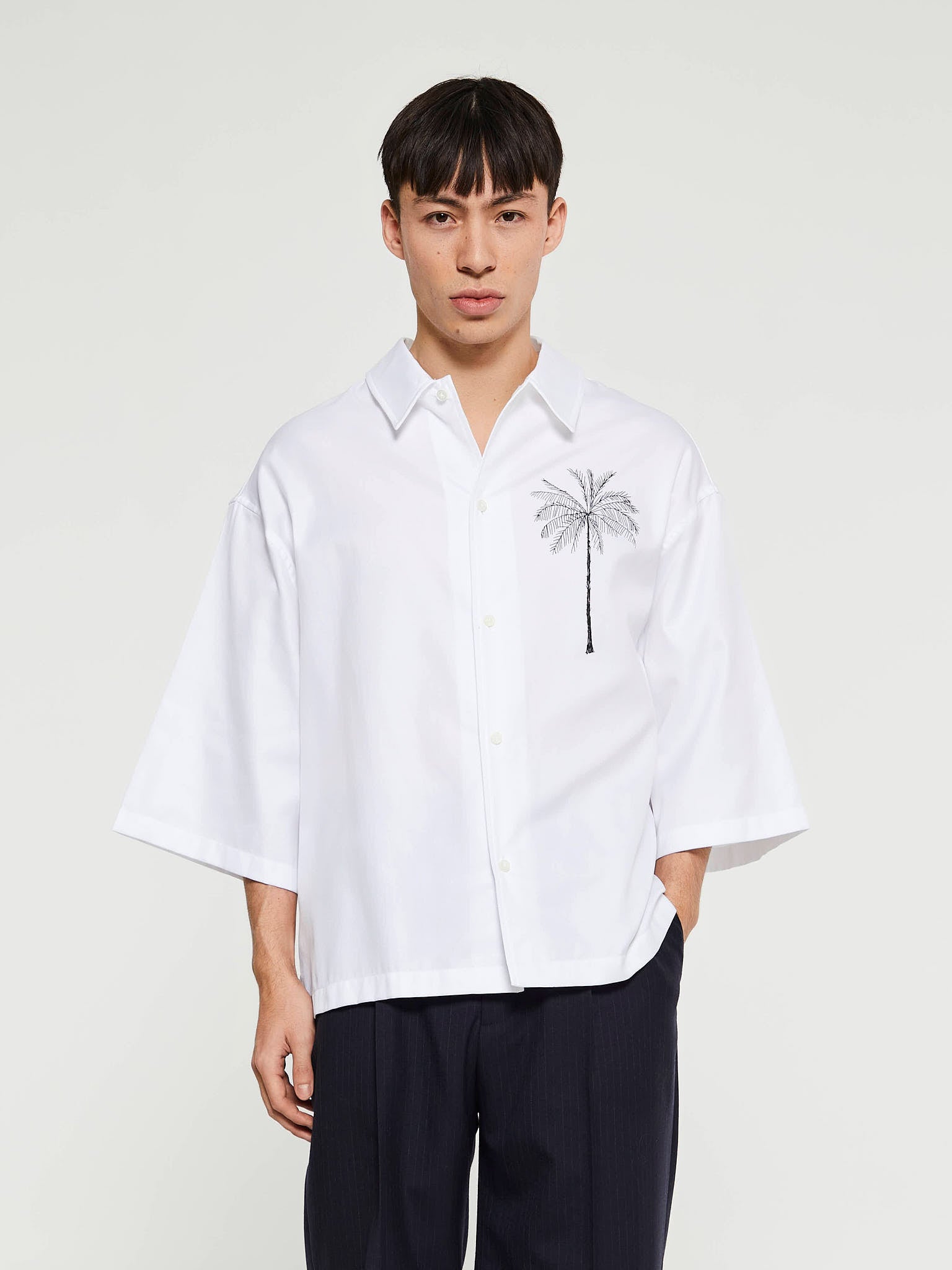 La Chemise Aloe Shirt in Palm Tree White and Black