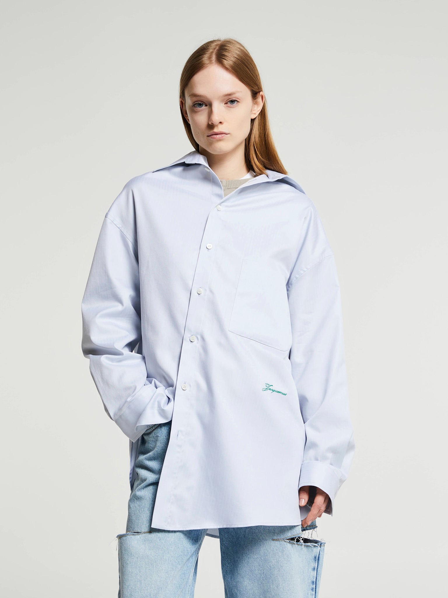 Jacquemus - La Chemise Cuadro Shirt in Light Grey