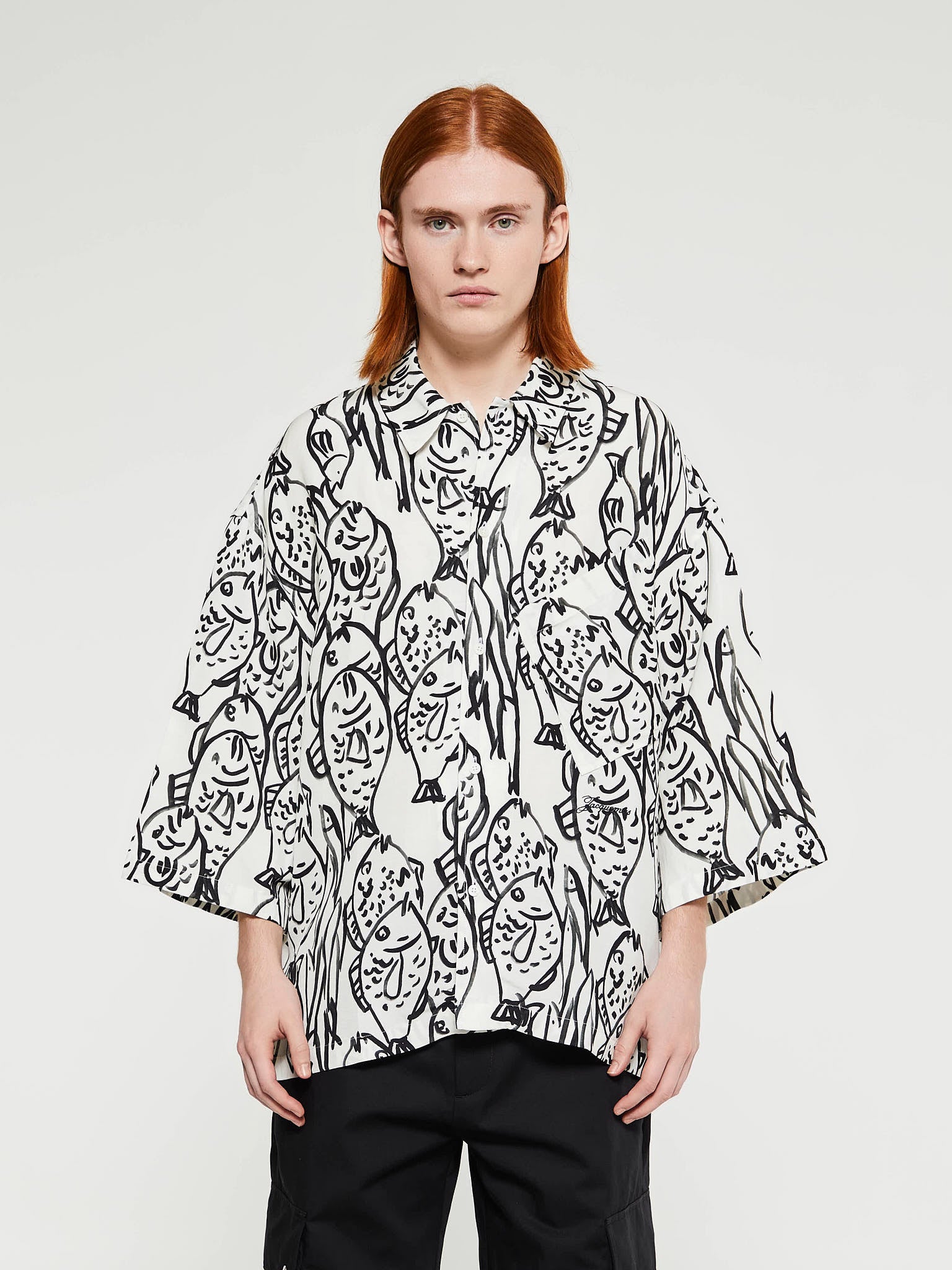 La Chemise Aloe Shirt in Fish Black and White