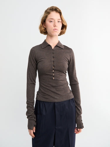 Jacquemus - Le Polo Merino ML in Dark Brown