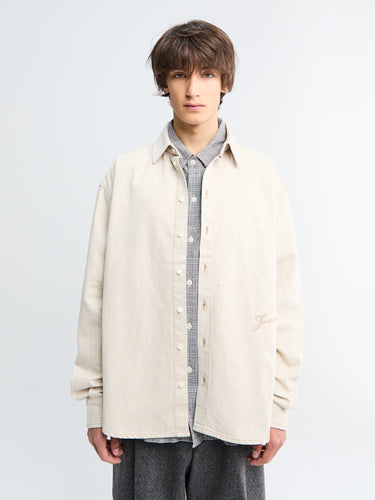 La Chemise De-Nimes Simon Denim Shirt in Light Beige