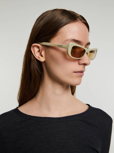 Jacquemus Eyewear - Capri Sunglasses in Matt Putty, Silver and Amber