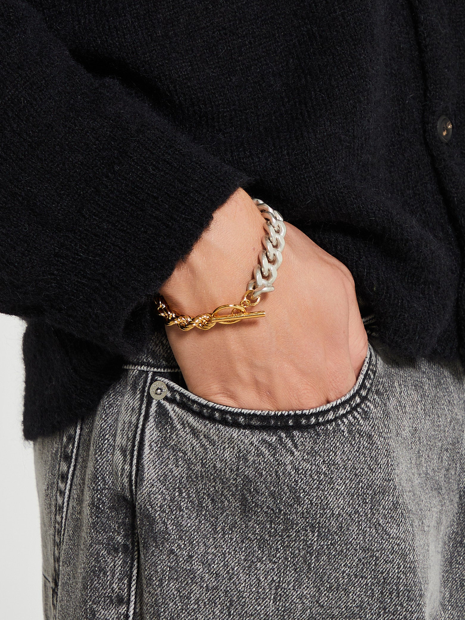 Link Bracelet in Silver and Gold