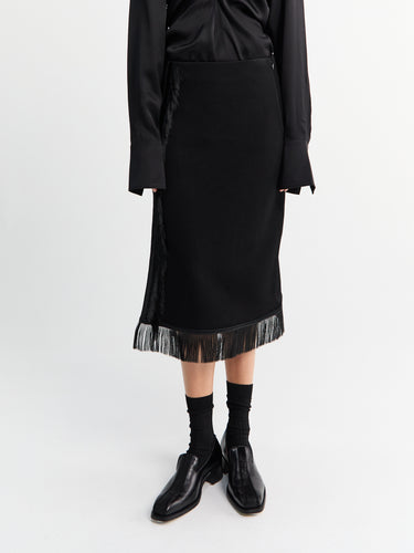 Jil Sander - Fringed Midi Skirt in Black