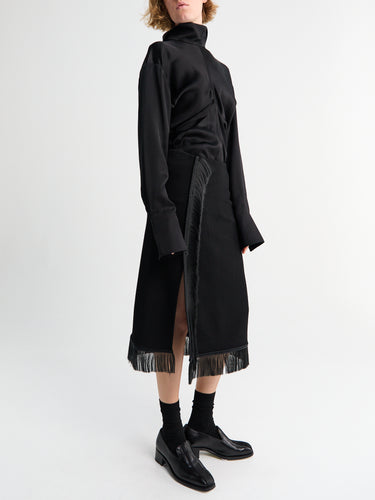 Jil Sander - Fringed Midi Skirt in Black