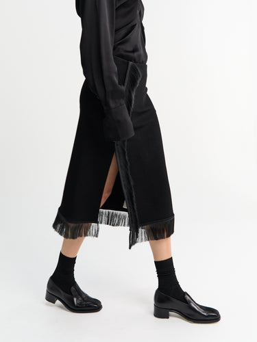 Jil Sander - Fringed Midi Skirt in Black