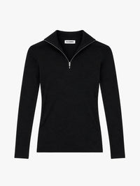 Jil Sander - T-Shirt HN Long-Sleeved Half-Zip in Black