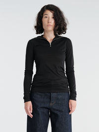 T-Shirt HN Long-Sleeved Half-Zip in Black