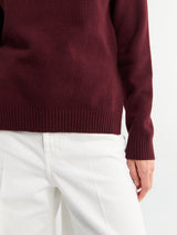 Jil Sander - Long Sleeve Split Collar Jumper in Cherry