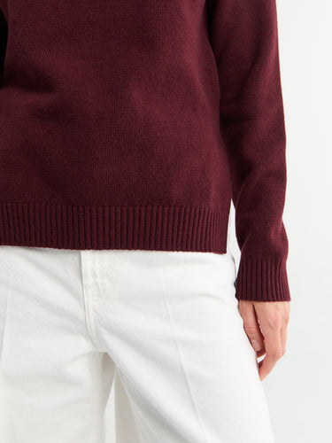 Jil Sander - Long Sleeve Split Collar Jumper in Cherry