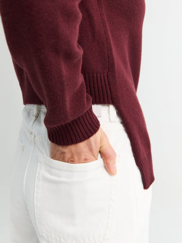 Jil Sander - Long Sleeve Split Collar Jumper in Cherry