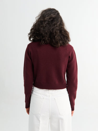 Jil Sander - Long Sleeve Split Collar Jumper in Cherry