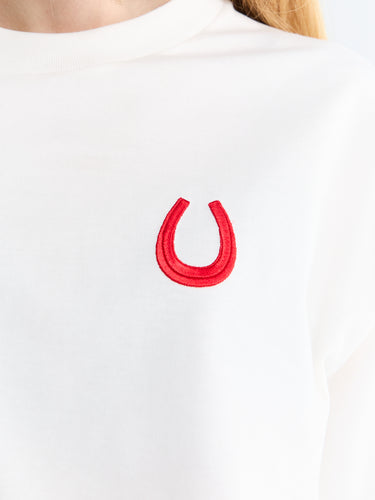 Jil Sander - Crewneck Shortsleeved Embroidered T-shirt in Porcelain