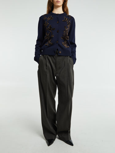 Jil Sander - Wool Blend Embroidered Cardigan in Navy