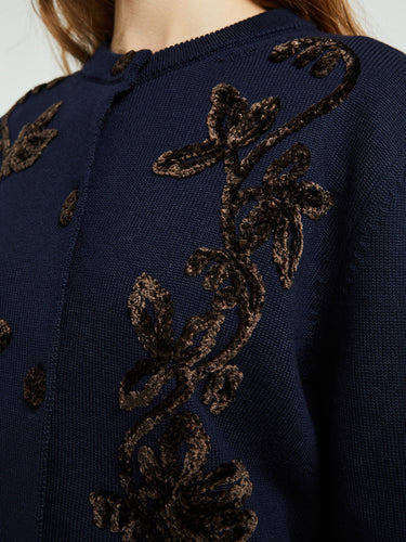 Jil Sander - Wool Blend Embroidered Cardigan in Navy