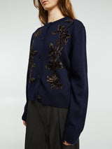 Jil Sander - Wool Blend Embroidered Cardigan in Navy