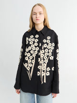 Khaite - Argo Top Floral Embroidery in Black