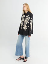 Khaite - Argo Top Floral Embroidery in Black