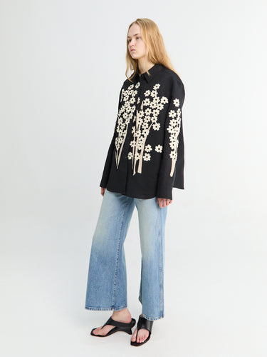 Khaite - Argo Top Floral Embroidery in Black