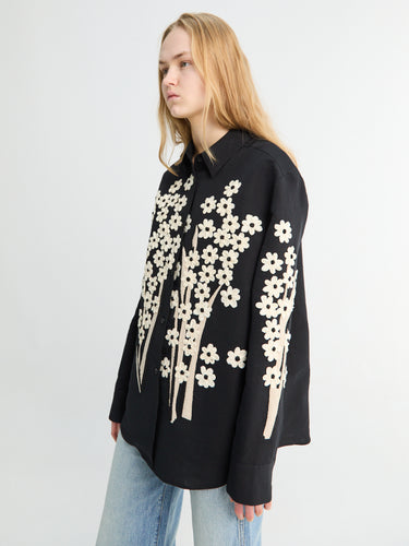 Khaite - Argo Top Floral Embroidery in Black