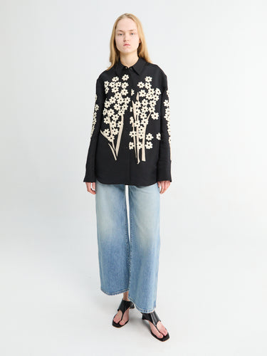 Khaite - Argo Top Floral Embroidery in Black