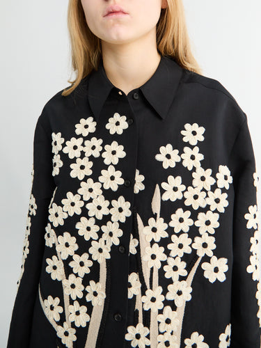 Khaite - Argo Top Floral Embroidery in Black