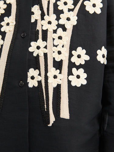 Khaite - Argo Top Floral Embroidery in Black