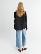 Khaite - Argo Top Floral Embroidery in Black