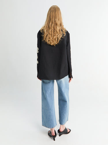 Khaite - Argo Top Floral Embroidery in Black