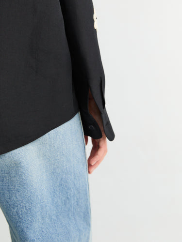 Khaite - Argo Top Floral Embroidery in Black