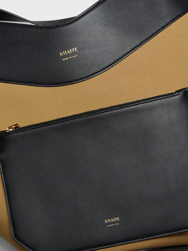 Khaite - Lotus Medium Canvas Tote Bag in Black and Honey