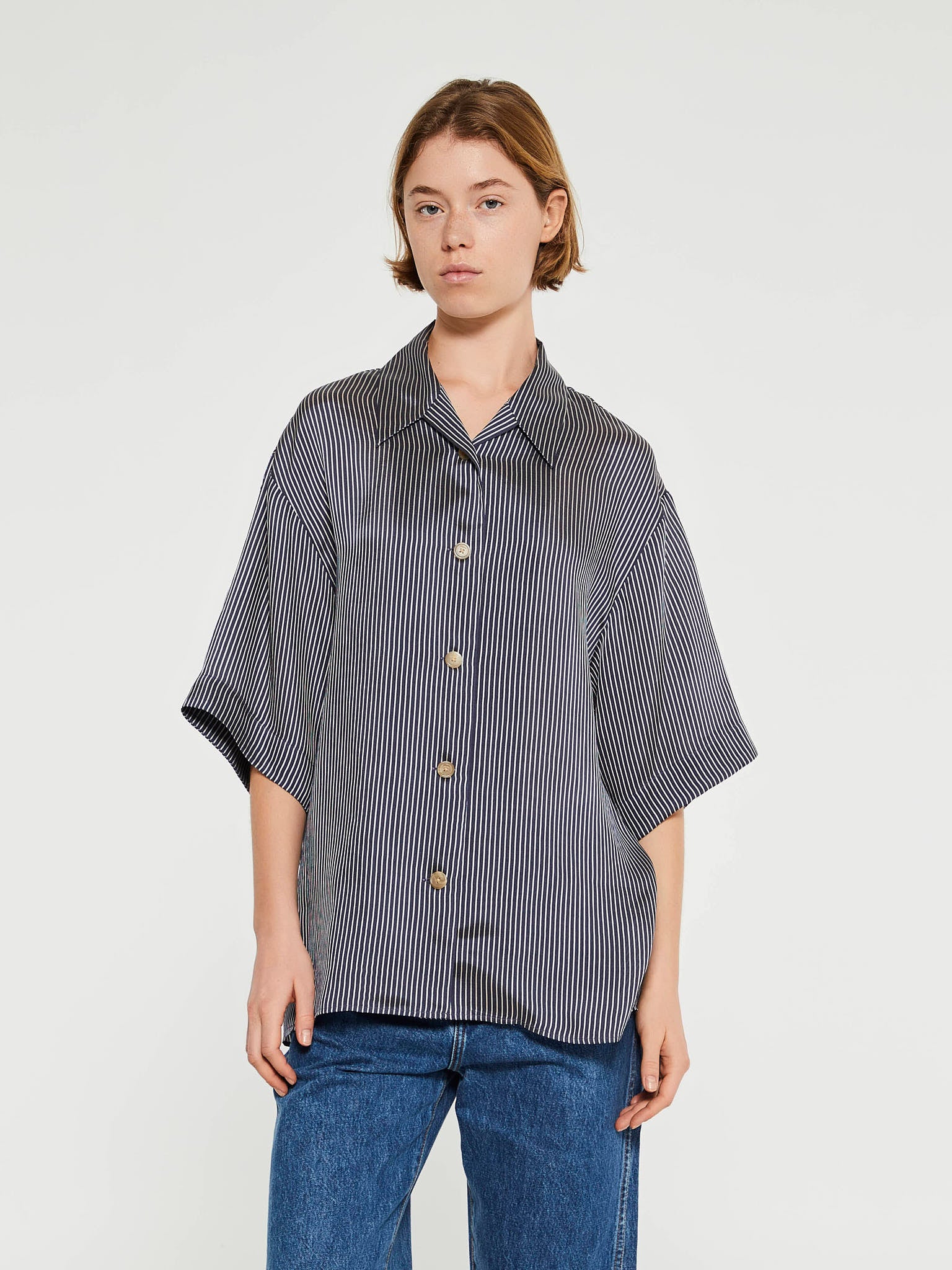 Khaite - Owen Top in Navy and White