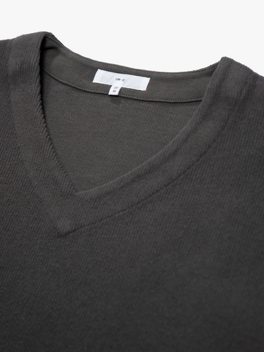 Lady White Co. - Cropped V-Neck Sweater in Pewter