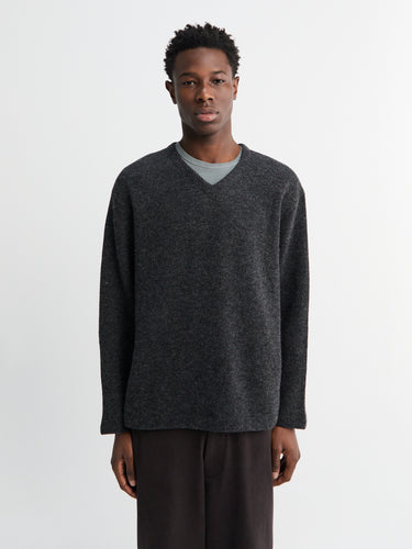 Lady White Co. - V Neck Snap Sweater in Charcoal