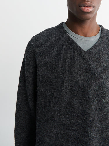 Lady White Co. - V Neck Snap Sweater in Charcoal