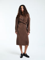 Lemaire - Straight Collar Twisted Dress in Brunette
