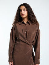 Lemaire - Straight Collar Twisted Dress in Brunette