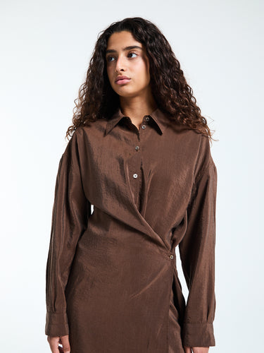Lemaire - Straight Collar Twisted Dress in Brunette