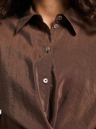 Lemaire - Straight Collar Twisted Dress in Brunette